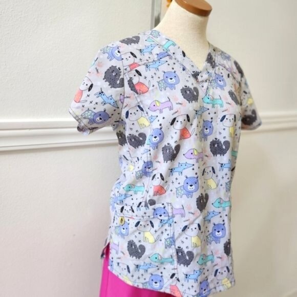 WonderWink nurse hospital scrubs-cats & dogs size M - Picture 4 of 8